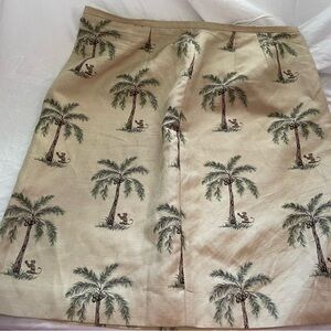 Talbots Linen Monkey and Palm Tree Skirt